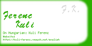 ferenc kuli business card